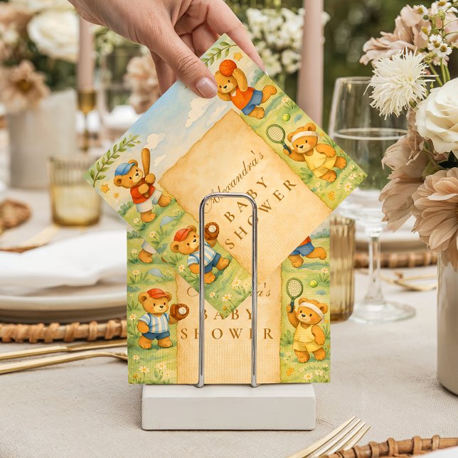 Sports Teddy Bear Baby Shower Pappersservett (Skapare uppladdad)