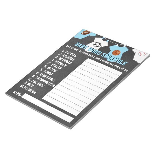 SPORTS-tema Kalkboard babydusch GAME Anteckningsblock (Vinklad)