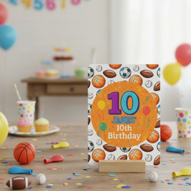 Sports Theme 10th Birthday Invitation Inbjudningar (Skapare uppladdad)