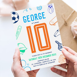 Sports Theme Boys Modern Birthday Party Inbjudningar