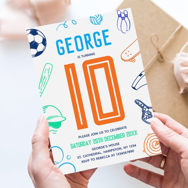 Sports Theme Boys Modern Birthday Party Inbjudningar (Skapare uppladdad)