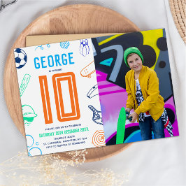 Sports Theme Boys Modern Birthday Party Photo Inbjudningar