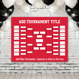 Sports Tournament Bracket - Red 32-lag Poster