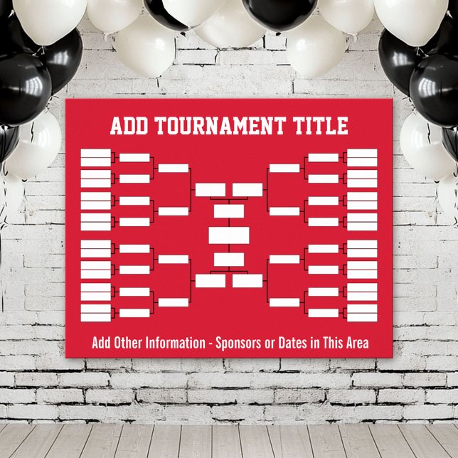 Sports Tournament Bracket - Red 32-lag Poster (Custom Tournament Bracket Poster)
