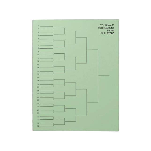 Sports tournament draw template for 32 players anteckningsblock (Roterad)