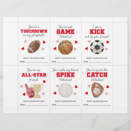Sports Valentine’s Day Cards for Kids Classroom  Brevhuvud