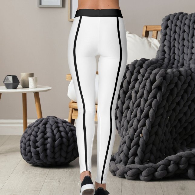 Sports Women Modern Elegant White Black Stripes Leggings (Skapare uppladdad)