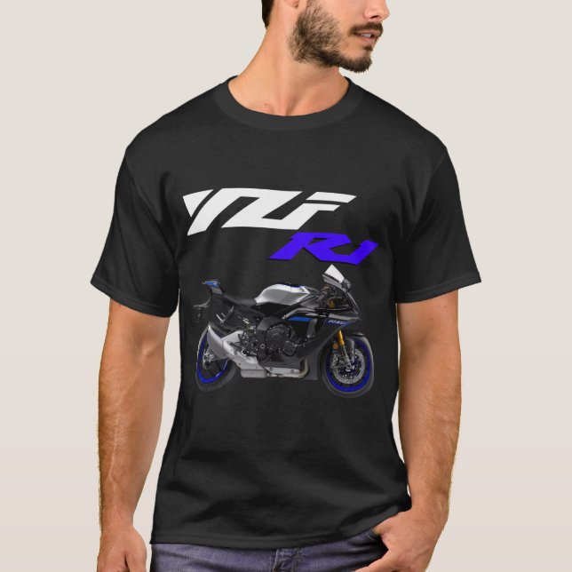 Sportscykel Motorcykel Blue R1 T Shirt (Framsida)