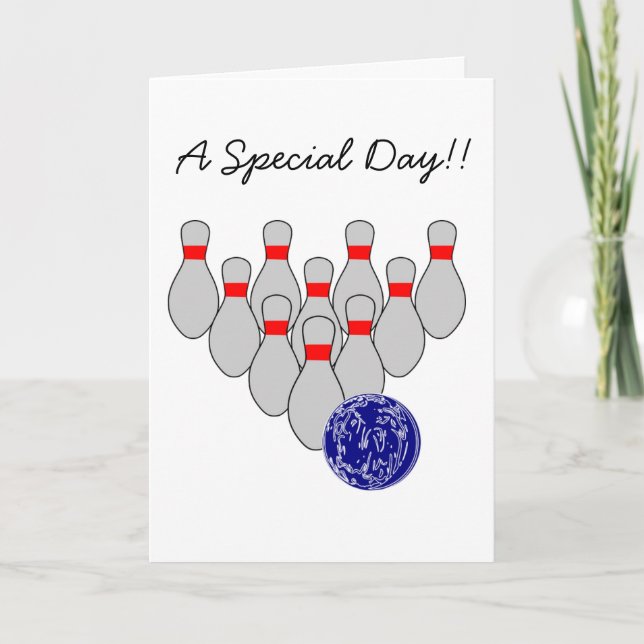 Sportsman Bowling Birthday Card Kort (Framsida)