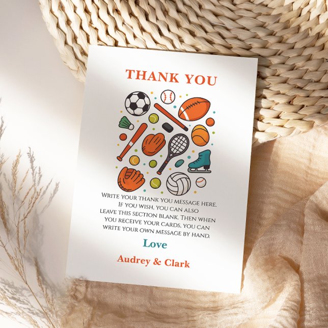 Sportspel Tid All-Star Födelsedag | Barnsport Tack Kort (Sports Game Time All-Star Birthday | Kids Sport thank you card)