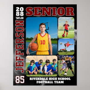 Sportsteam-spelare Senior Night-fotocollage Poster