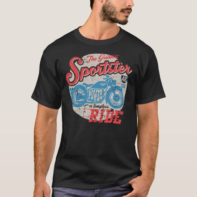 Sportster driver ritt t-shirt (Framsida)