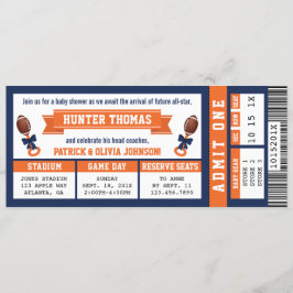 Sportsticket Baby Shower-inbjudan, Blå, Orange Inbjudningar