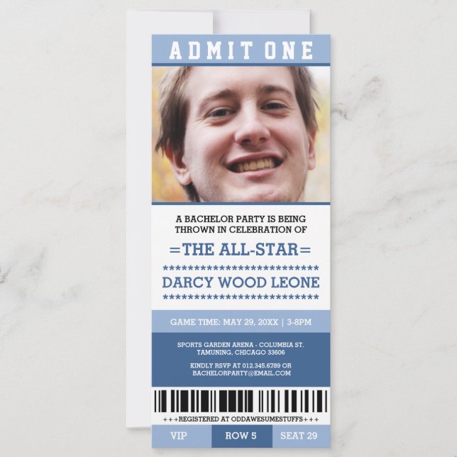 Sportsticket Bachelorfest Inbjudningar (Framsida)
