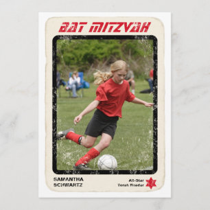 Sportstjärnans Bat mitzvah inbjudan i rött