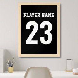 Sportstroj Namn Nummer Monogram Svart Poster