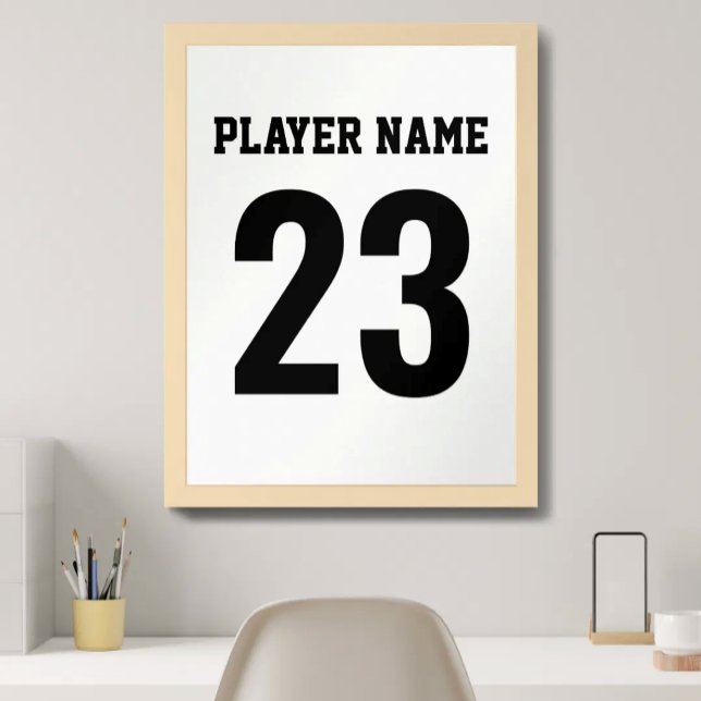 Sportstroj Namn Nummer Monogram Vit Poster (Skapare uppladdad)