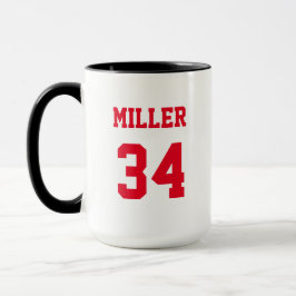 Sportstroj Röda Anpassat Namn och Nummer Mugg