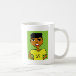 Sportsvart unge tecknad kaffemugg