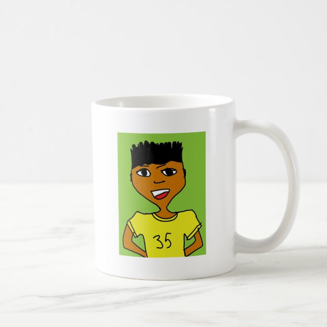 Sportsvart unge tecknad kaffemugg (Höger)