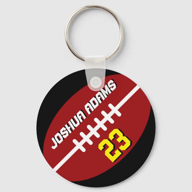 Sportteamet Red Black Football Keychain Nyckelring (Framsida)