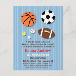Sporttematiska baby shower-inbjudningar inbjudningar