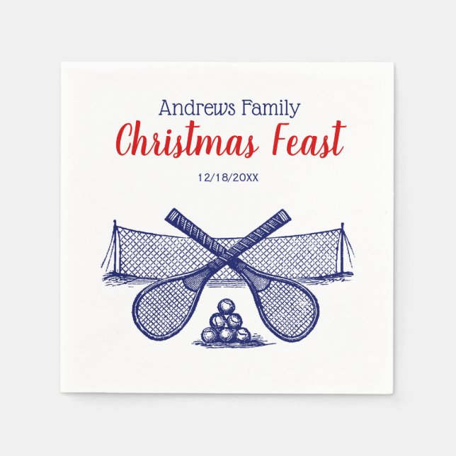 Sporttennis Net, korkade racquets, Bollar Blue Pappersservett (Framsidan)