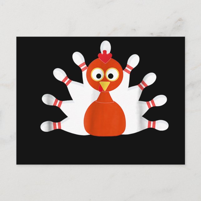 sportturkey och bowling -  tacksgiving inbjudan vykort (Framsida)