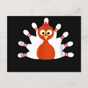 sportturkey och bowling - thanksgiving inbjudan vykort