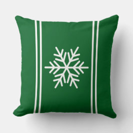 Sporty Alpine Forest Grönt White Rand Snowflake Kudde