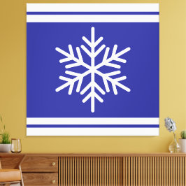 Sporty Alpine Snowflake Deep Blue White Rand Canvastryck