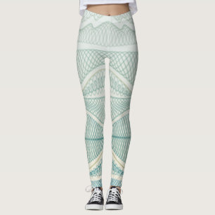 Sporty Aqua White Crazy Patterned Linjer och Swirl Leggings