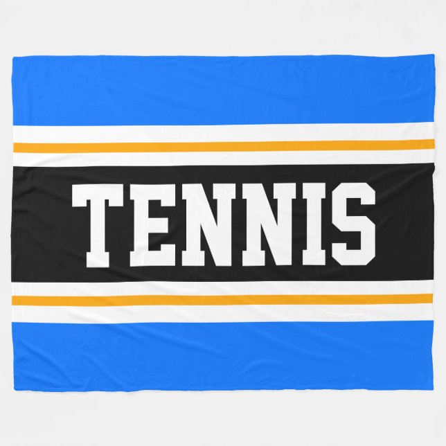 Sporty Athletic Bright Blue Black TENNIS Rand Fleecefilt (Framsidan (Horisontell))