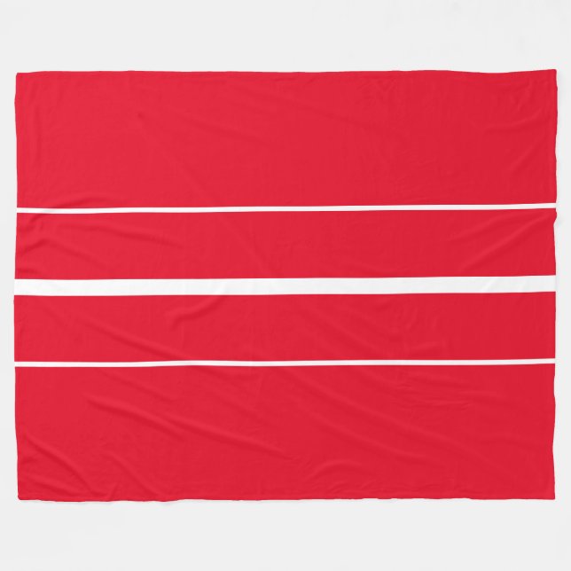 Sporty Athletic Bright Red White Tävla Rand Fleecefilt (Framsidan (Horisontell))