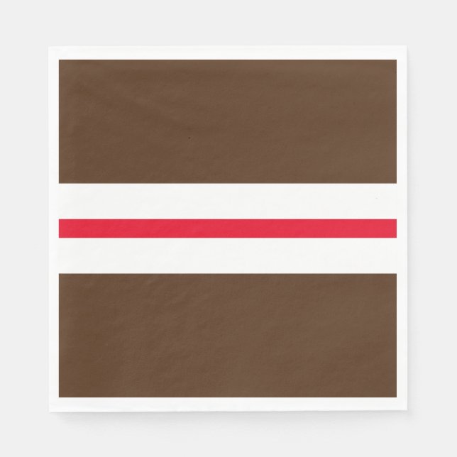 Sporty Athletic Brown Red White Tävla Rand Pappersservett (Framsidan)