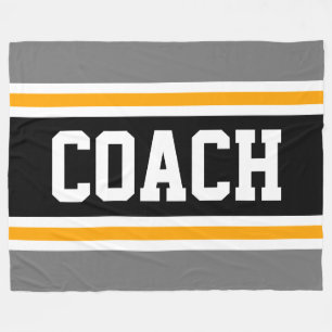 Sporty Athletic Grått Black COACH Tävla Rand Fleecefilt