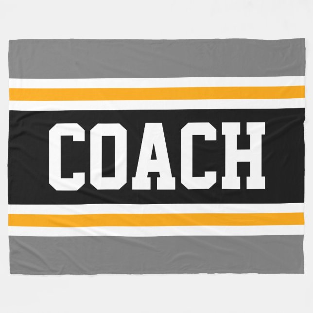 Sporty Athletic Grått Black COACH Tävla Rand Fleecefilt (Framsidan (Horisontell))