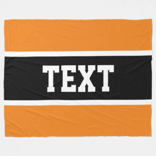 Sporty Athletic Orange Black White Rand Text Fleecefilt