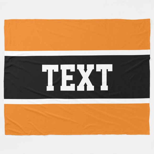 Sporty Athletic Orange Black White Rand Text Fleecefilt (Framsidan (Horisontell))