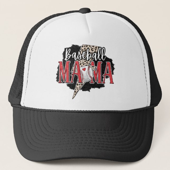 Sporty Baseball Mama Vibes Trucker Hat Keps (Framsida)