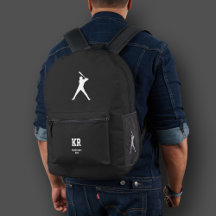Sporty Baseball Silhouette Monogram Black White