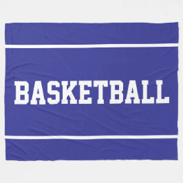 Sporty BASKETBALL White Text Stripes On Deep Blue Fleecefilt