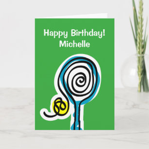 Sporty Birthday Card för tennis-spelare eller trän Kort
