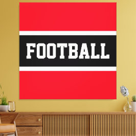 Sporty Black Red White FOOTBALL Rand Canvastryck