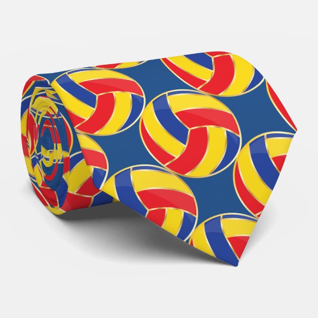 Sporty Blue, Gult, Red och Guld Trim Volleyball Slips (Rullad)