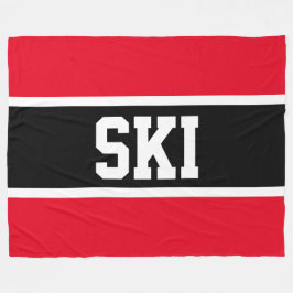 Sporty Bold Black White Bright Red SKI Rand Fleecefilt