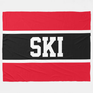 Sporty Bold Black White Bright Red SKI Rand Fleecefilt