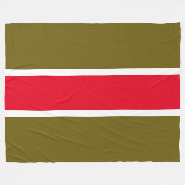 Sporty Bold Bright Red Golden Olive White Rand Fleecefilt (Framsidan (Horisontell))