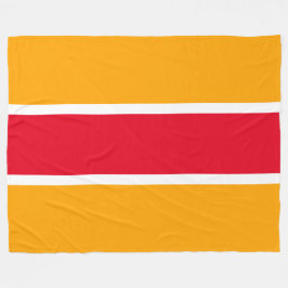 Sporty Bold Bright Red White Golden Gult Rand Fleecefilt