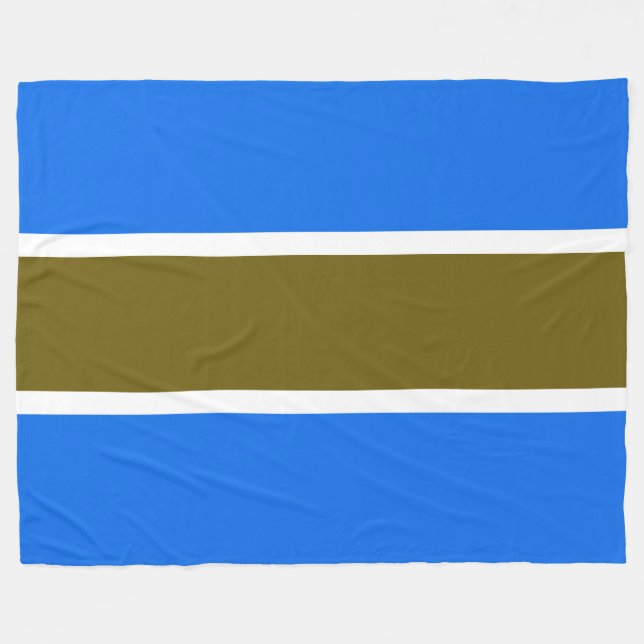 Sporty Bold Golden Olive White Bright Blue Rand Fleecefilt (Framsidan (Horisontell))